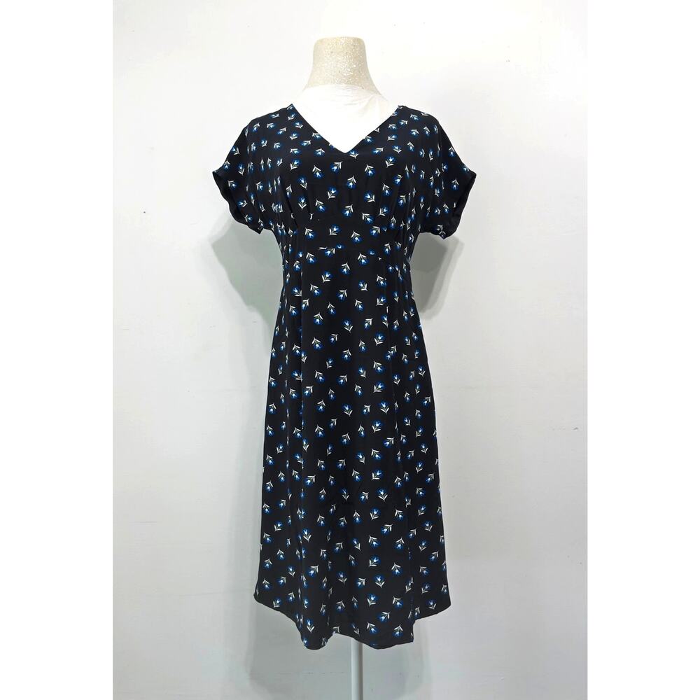 Boden black floral midi dress sz 6, cottagecore romantic Y2K spring